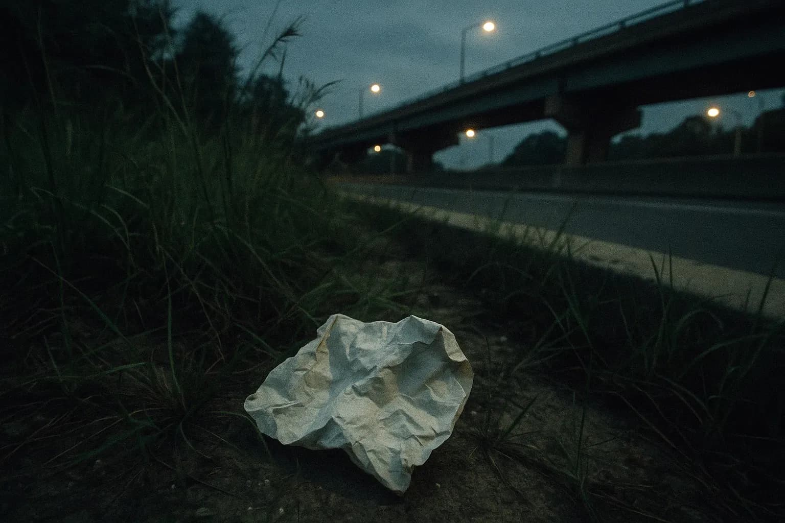 En krøllet, hånende seddel, angiveligt fra Freeway Phantom, ligger blandt det tilgroede græs og beton nær en motorvej i Washington D.C., et symbol på den uopklarede sag om seks myrdede unge piger.