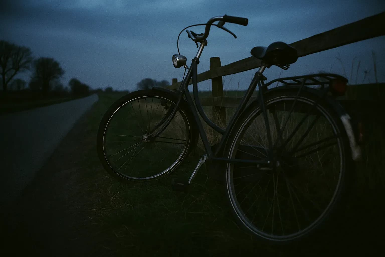 En cykel læner sig mod et landligt hegn nær en stille vej i Friesland, Holland, en stærk påmindelse om Marianne Vaatstra's sidste tur og det uopklarede mysterium, der hjemsøgte samfundet i 13 år.