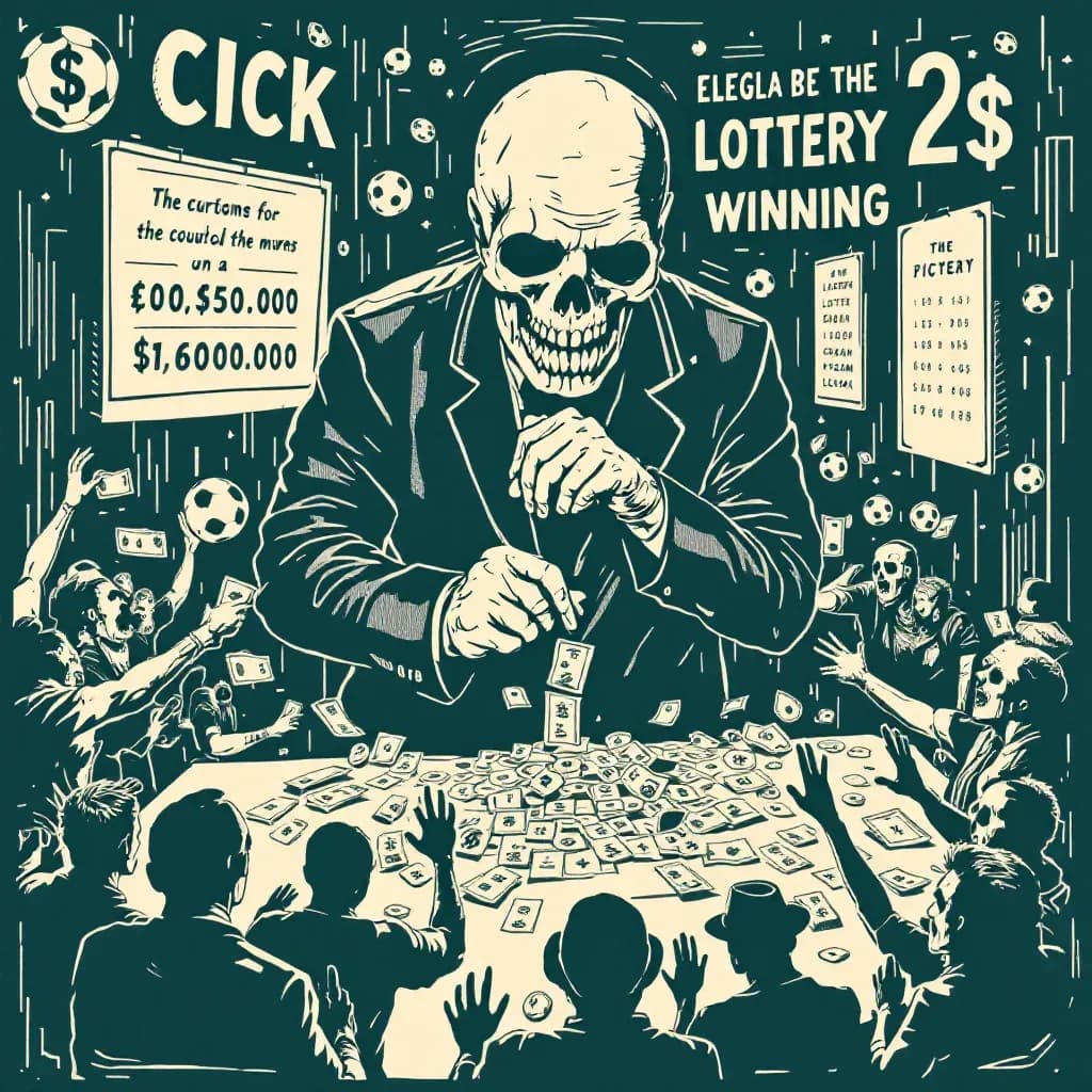Illegal lottery operations, fraudulent ticket schemes, and scenes of violence surrounding winners, all highlighting an underground world of organized crime exploiting the dream of wealth.